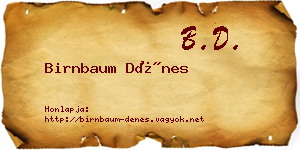 Birnbaum Dénes névjegykártya